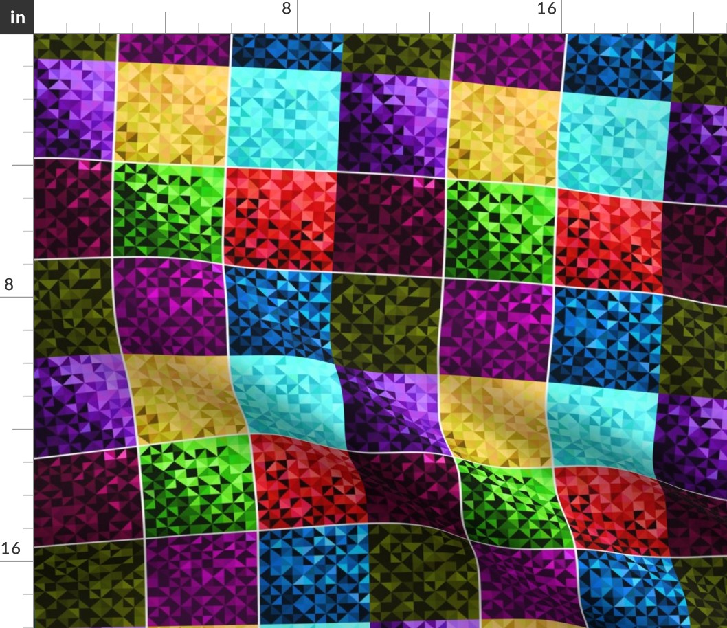 Disco Ball Color Block Diamond Tiles Fabric