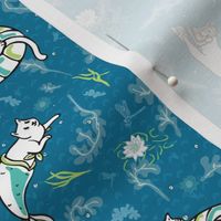 Ocean Aqua Magical Purrmaid Diving Cats Cartoon