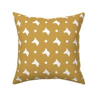 Carolina Dog Silhouette and Polka Dots in Mustard Gold