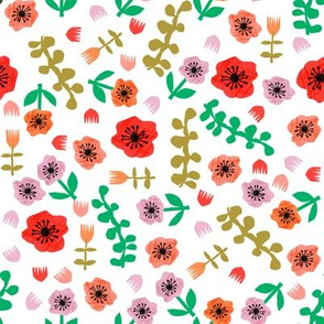 pop floral // paper cut outs, cut out, matisse, floral, florals,  pop, colorful bright fabric - white
