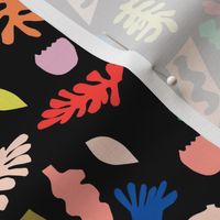 rainbow cut outs // colorful bright pop, paper cut outs, matisse, cute cut out fabric, - black