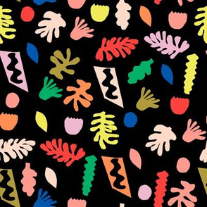 rainbow cut outs // colorful bright pop, paper cut outs, matisse, cute cut out fabric, - black