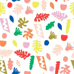 rainbow cut outs // colorful bright pop, paper cut outs, matisse, cute cut out fabric, - white