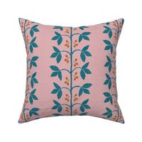 Berry Vine in Teal, Pink and Orange
