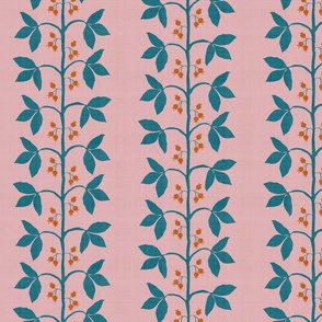 Berry Vine in Teal, Pink and Orange