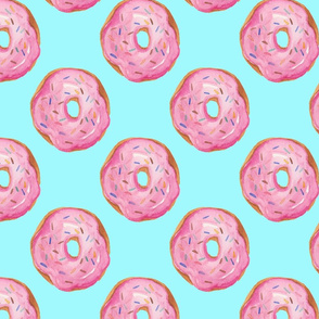 Pink donuts on blue, large
