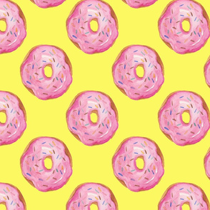Pink donuts on yellow, large