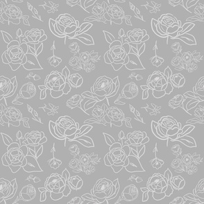 Silver and Gray Fall Floral Outlines 