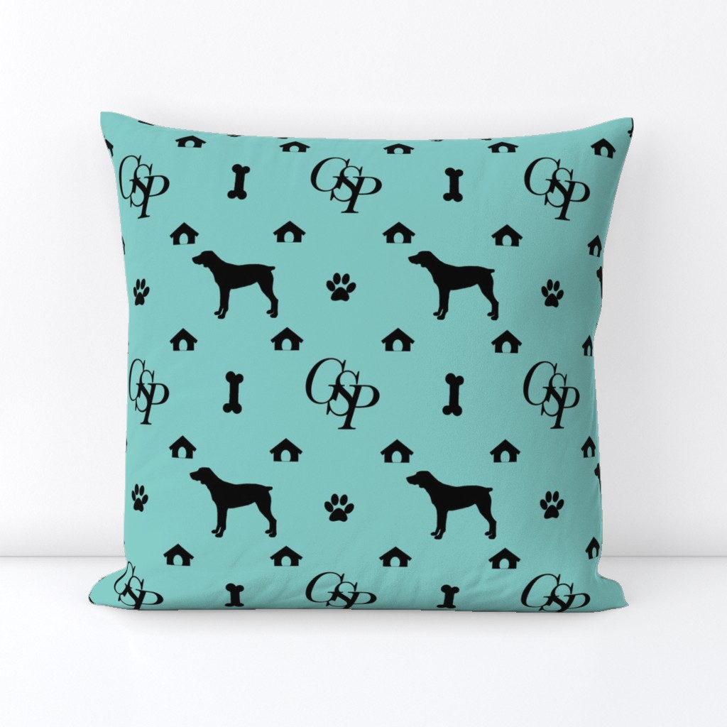 Louis Luxury Monogram German Shorthair Pointer on Aqua