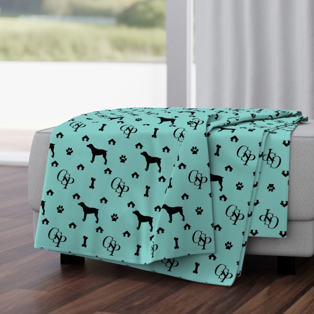 Louis Luxury Monogram German Shorthair Pointer on Aqua