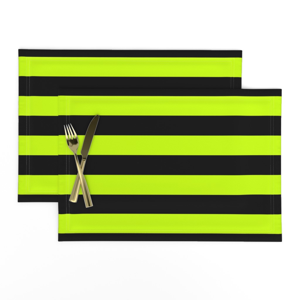 Slime Green and Black Horizontal Witch Stripes