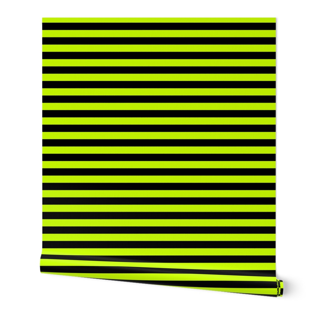 Slime Green and Black Horizontal Witch Stripes