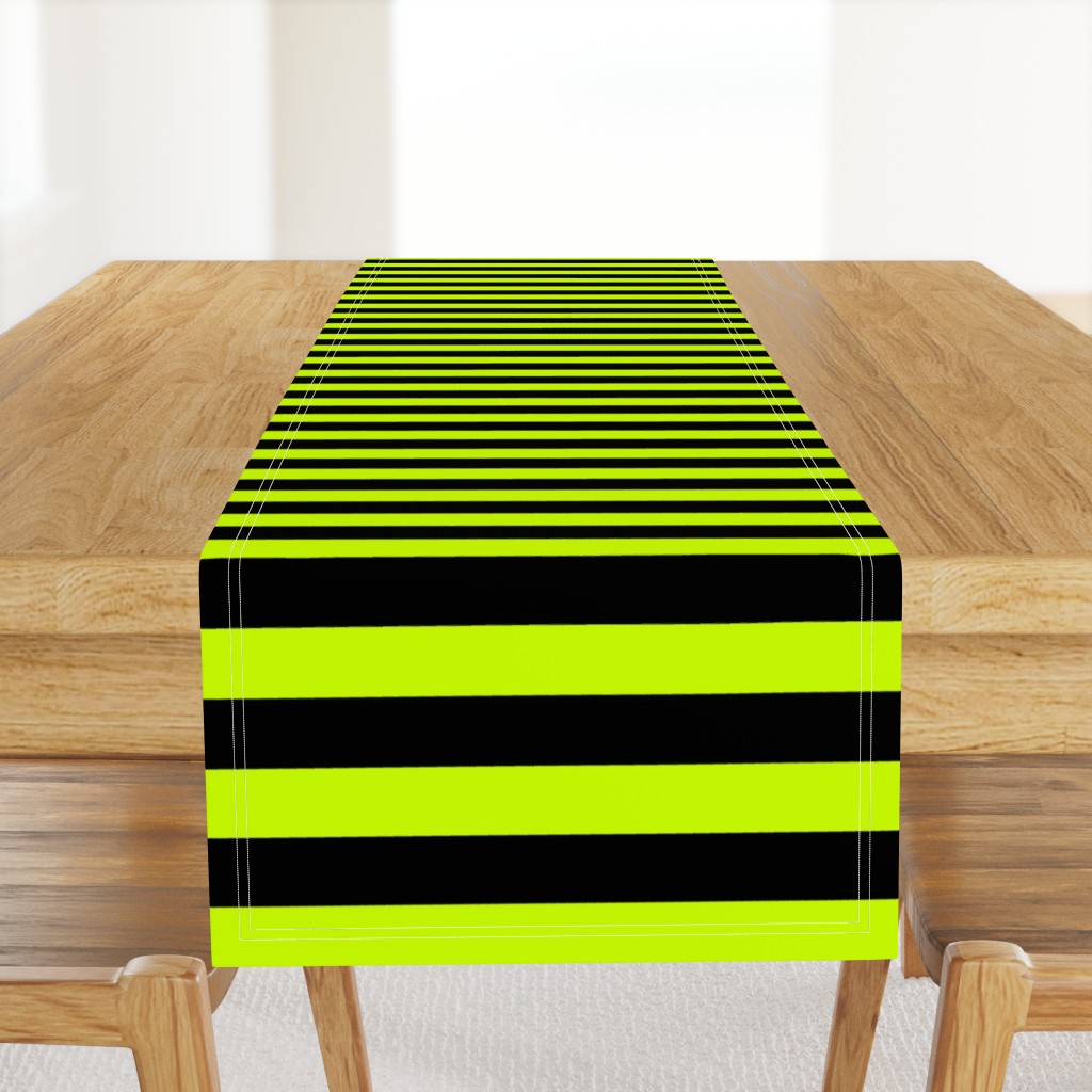 Slime Green and Black Horizontal Witch Stripes