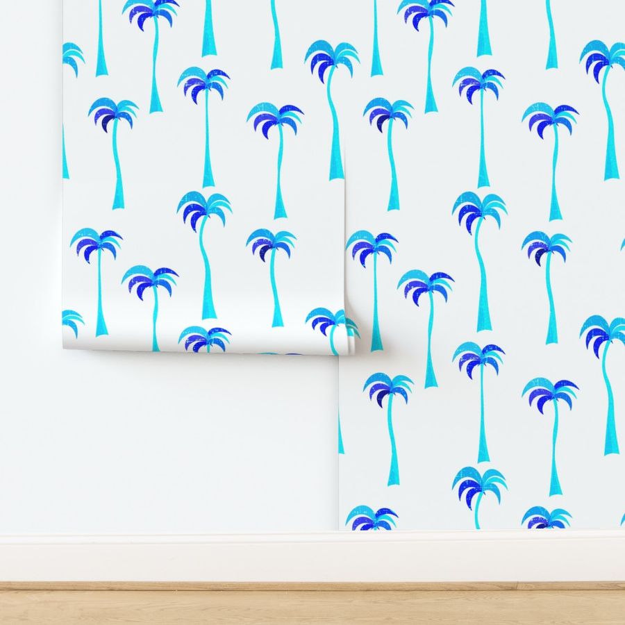 retro palms in blue