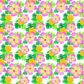 hibiscus print white and pink
