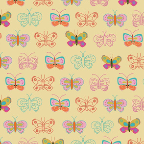 Butterflies on a cream background