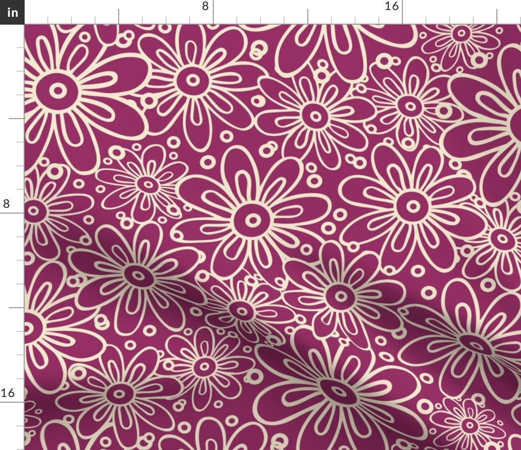 Doodle flowers on a purple background