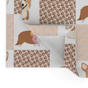 14" corgi dog cheater quilt - cheater fabric, dog quilt, corgi fabric, dog, girls dog quilt, pet design - peach