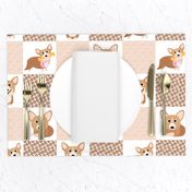 14" corgi dog cheater quilt - cheater fabric, dog quilt, corgi fabric, dog, girls dog quilt, pet design - peach