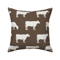 (large scale) cows (cream on brown) - farm fabric