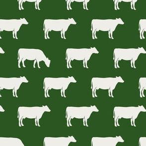 cows (cream on green) - farm fabric