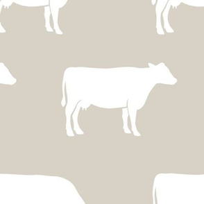 (large scale) cows on beige - farm fabric