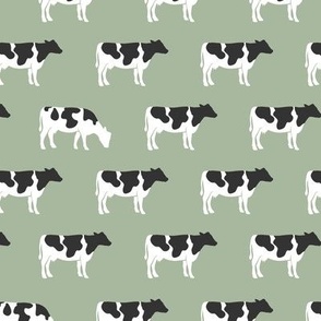 cows on sage - farm fabric