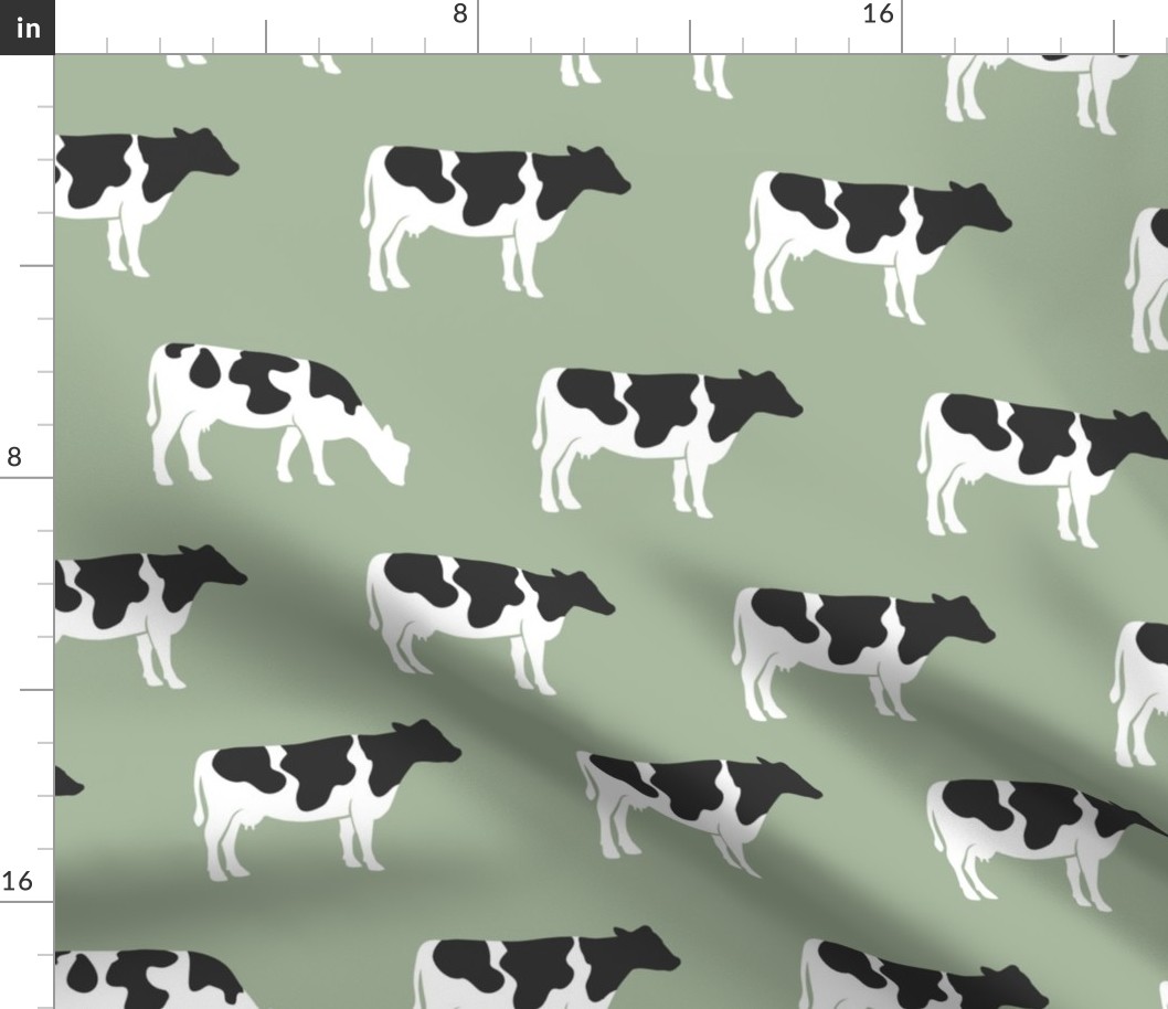 (large scale)  cows on sage - farm fabric