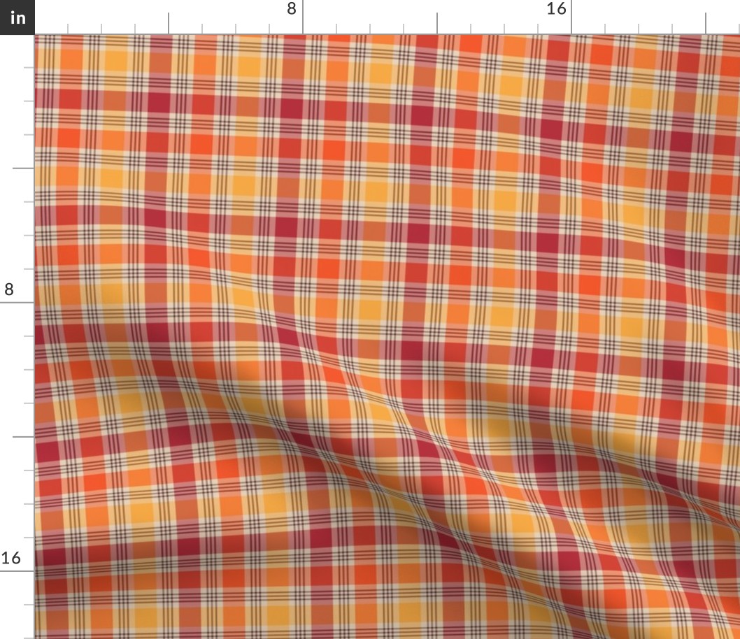 Red Orange and Yellow Plaid - Small Pattern