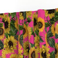 18" Vintage Sunflowers on pink,  sunflower fabric, sunflowers fabric 