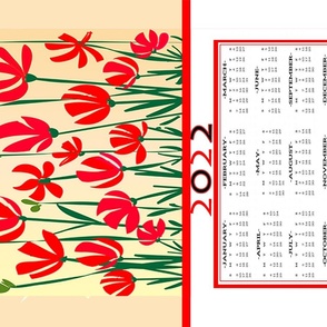 2022 RED FLOWERED WALLHANGING AND TEA TOWEL