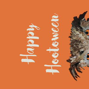 happy hoot-oween owl tea towel