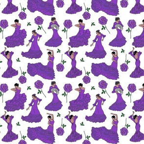 flamenco dancers purple on white 8x8