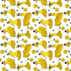 flamenco dancers yellow tea towel