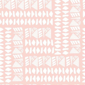 White textured geometric shapes on pink