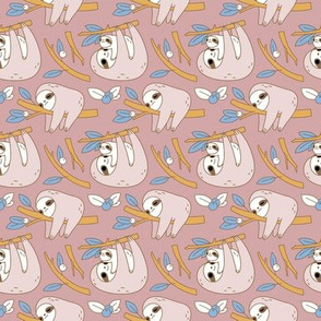 Sloth Pattern in Pink small