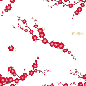 Kimono Cherry Blossom (Red & White)
