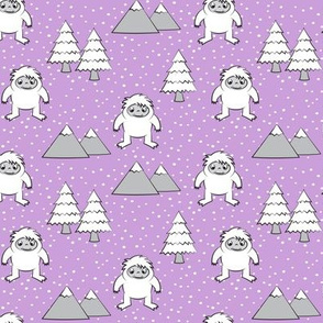 Yetti - trees mountains - purple with snow