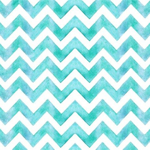 Teal Watercolor Zigzag Stripes