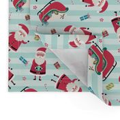 Santa w/ Gifts – Stripes (crystal mint)