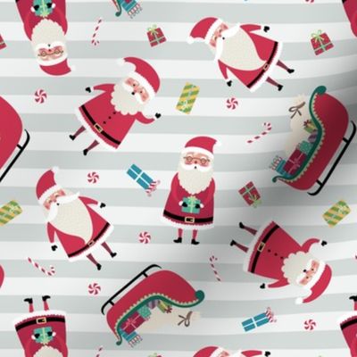 Santa w/ Gifts – Stripes (grays)