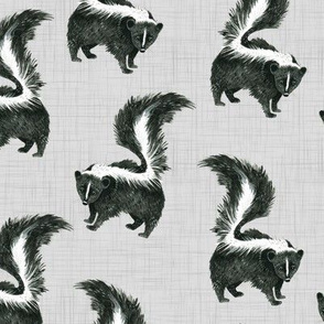 Quiet Skunk on Linen