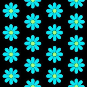 Sassy Bloom  / Bright Blue on Black Floral   