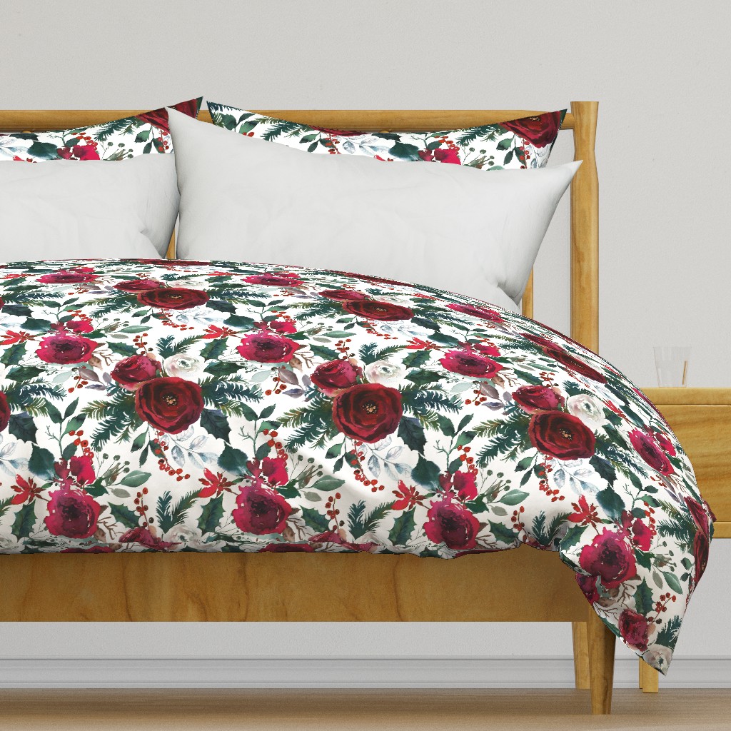 christmas floral white large 