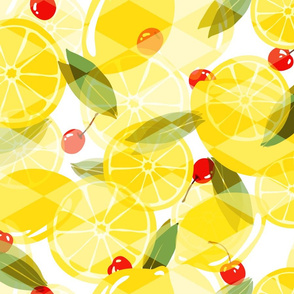 Lemons and Cherries - White - Overlay