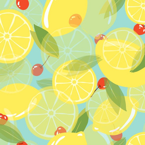 Lemons and Cherries - Blue