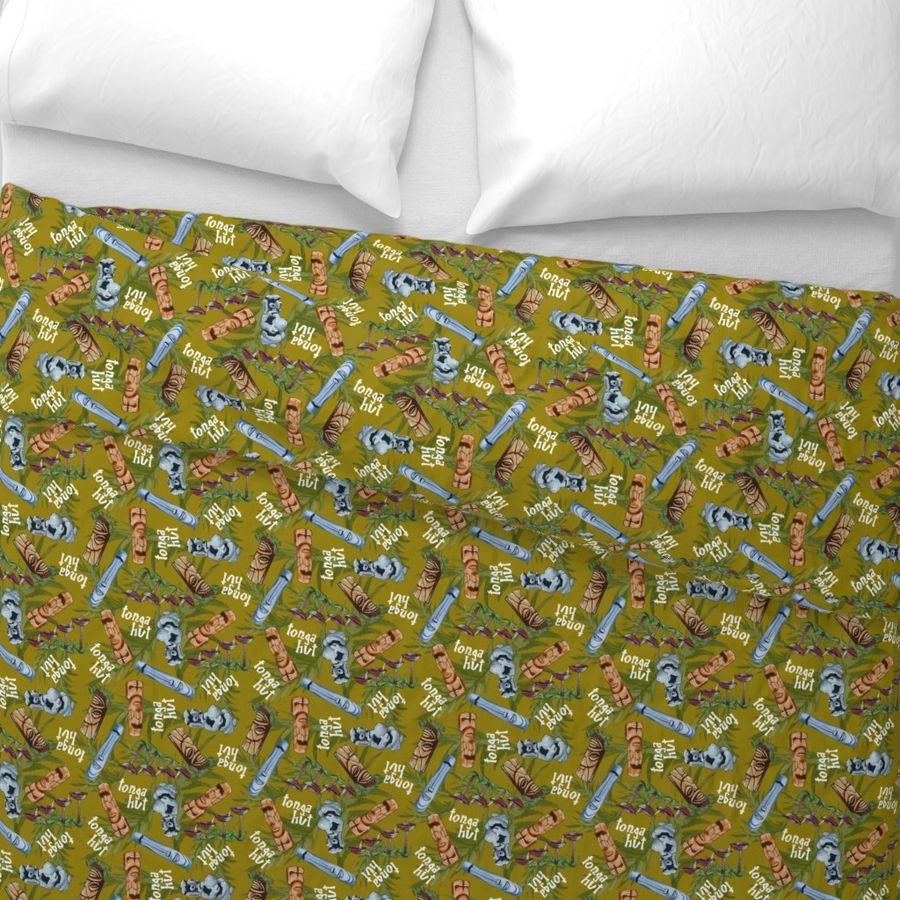 tonga hut pattern green BG