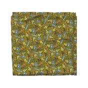 tonga hut pattern green BG