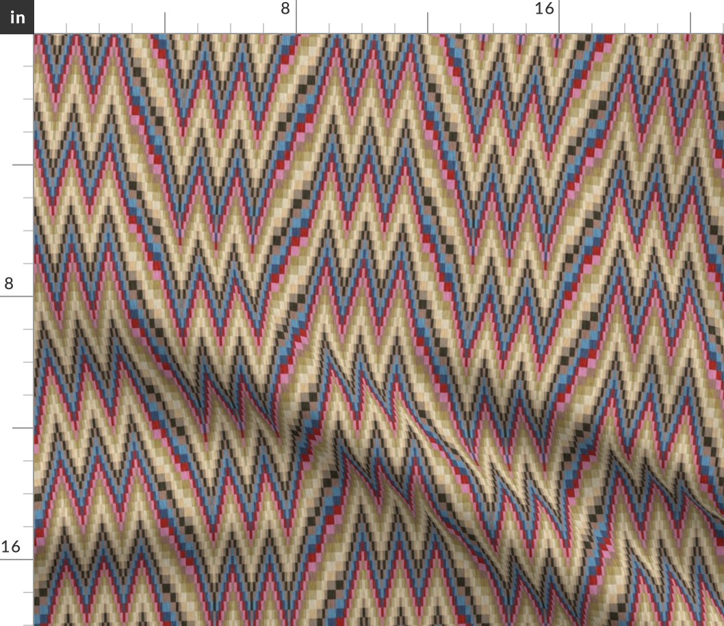 Pink Blue and Gold Bargello Flame Stitch