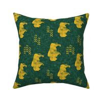 distressed buffalo on green  linen - gold (90) C18BS